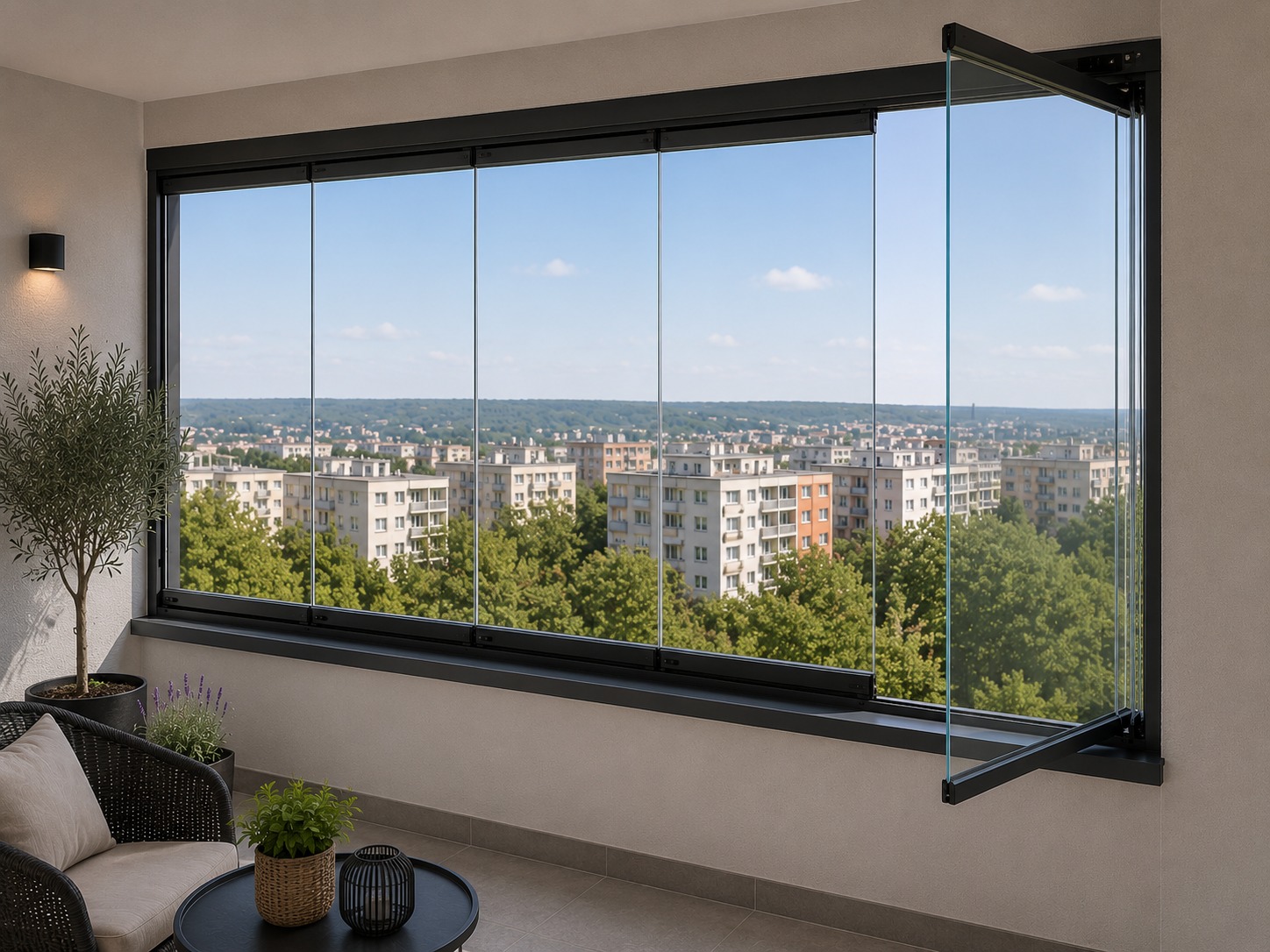 Sistem pliabil pentru închiderea unui balcon